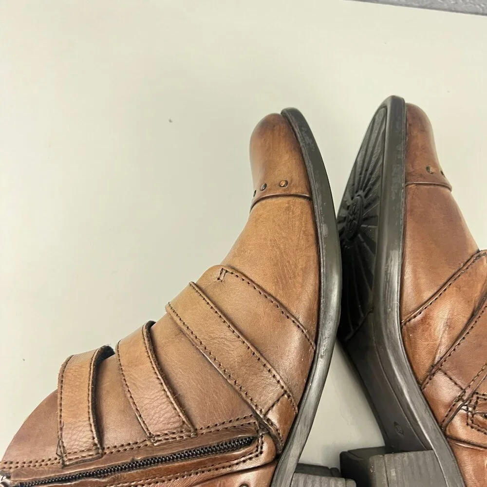 Bussola Ankle Boots 3 Strap‎ Booties Antique Brown Size 39 8/8.5 M